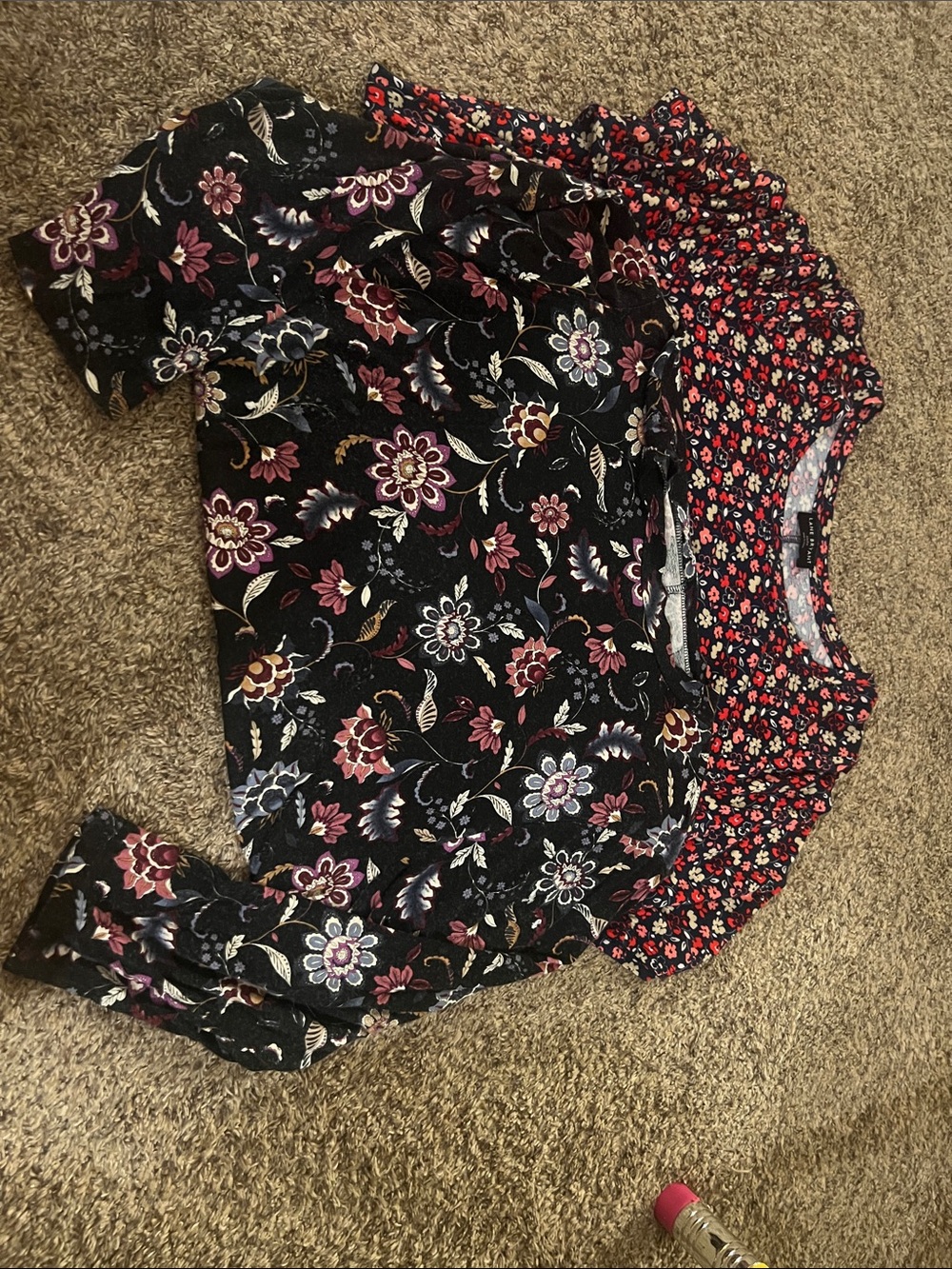 Lane Bryant Black Floral & Red Floral Tops - Set of 2